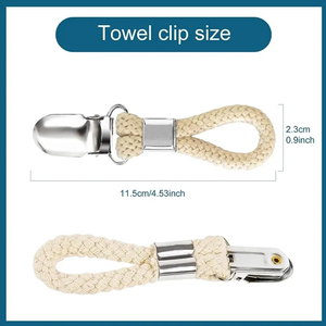 Clip de serviette de salle de bain en boucle de coton tressé avec <span class=keywords><strong>pince</strong></span> en métal cintre en tissu polyvalent pour la maison salle de bain cuisine dossier de rangement - Product Image 2