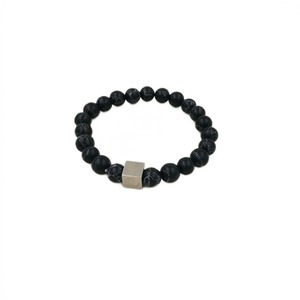 Браслет из бирюзового камня 8 мм с индивидуальным логотипом на бусинке из нержавеющей стали