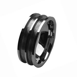 Vente en gros usine : Bague de <span class=keywords><strong>mariage</strong></span> en carbure de tungstène 8 mm, style <span class=keywords><strong>bohème</strong></span>, à double canal, avec base vierge pour incrustation, pour femmes et hommes - Product Image 1