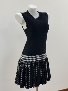 AIMEISI <span class=keywords><strong>Abbigliamento</strong></span> Femminile, <span class=keywords><strong>Elegante</strong></span> Vestito Corto Senza Maniche in Maglia con Motivo Jacquard a Quadri per Donne - Product Image 5