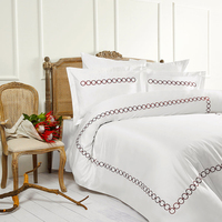 SANHOO Linge de lit de luxe sur mesure 100% coton brodé Ensemble de literie 4 pièces pour hôtel