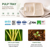 NOUVEAU SKY Boîte à tacos jetable biodégradable et compostable, compatible micro-ondes, à 2 compartiments, en bagasse de canne à sucre, avec couvercle
