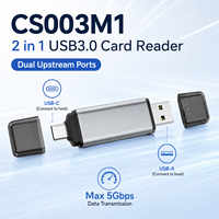 Lecteur de cartes USB 3.0 2-en-1 Type-C USB-A SD TF 5 Gbps avec puce GL3231 en alliage d'aluminium, lecteur portable pour ordinateur portable, téléphone, tablette