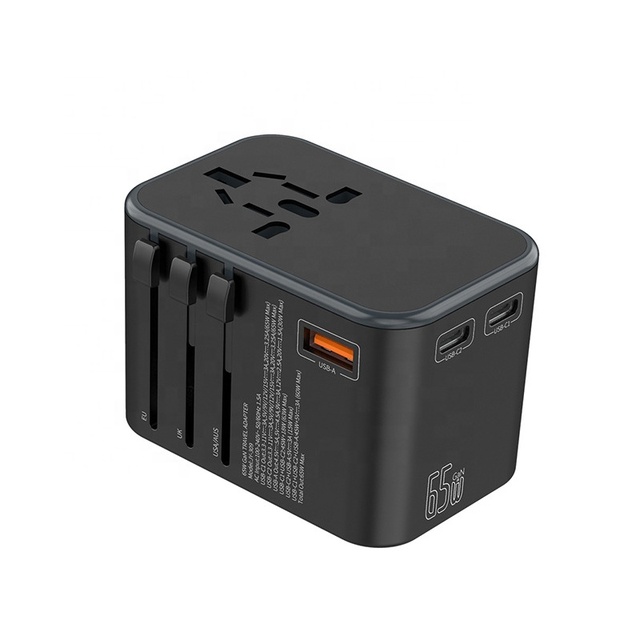 COTECi Multifunctional 65W QC Fast Charging Gallium Nitride GAN World Universal Socket US UK EU PD Travel Adapter Plug