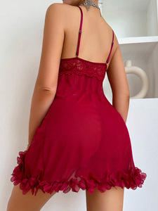 Camisola cómoda transparente de encaje para mujer, lencería babydoll - Product Image 6