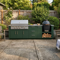 Îlot de cuisine de jardin directement de l'usine avec armoire, barbecue, gril, personnalisé Hryley, en acier inoxydable 304, pour cuisine extérieure