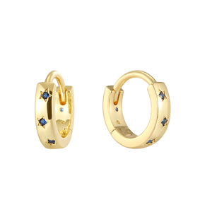 Pendientes de Aro Pequeños con Diseño de Estrella de Moda, Chapados en Oro, de Latón y Plata, con Circonitas, Patrón Geométrico, Regalo, Venta al por Mayor - Product Image 5