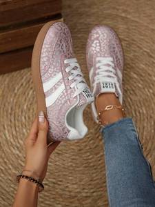 Sneakers da <span class=keywords><strong>Donna</strong></span> con Stampa Leopardata e Patchwork, Scarpe Casual Basse con Lacci, Morbide, Leggere e Traspiranti per Tutte le Stagioni, Calzature Sportive alla Moda - Product Image 1