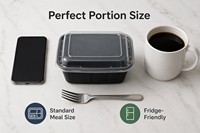 6828 Contenant alimentaire jetable américain à 2 compartiments en PP, compatible micro-ondes, anti-fuite, boîte à lunch à emporter avec couvercle transparent