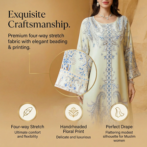 Elegante Abaya Azul Cielo con Estampado Paisley para Mujer, Caftán con Detalles Brillantes, Vestido de Fiesta Islámico de Lujo Modesto - Product Image 2