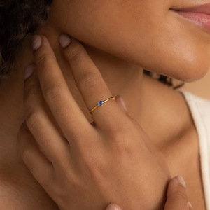 Anillo de Piedra Natalicia Personalizado, Chapado en Oro de 18k, con Zirconia en Forma de Corazón, Anillos de Boda de Acero Inoxidable, Joyería al por Mayor, ALN25122564 - Product Image 3