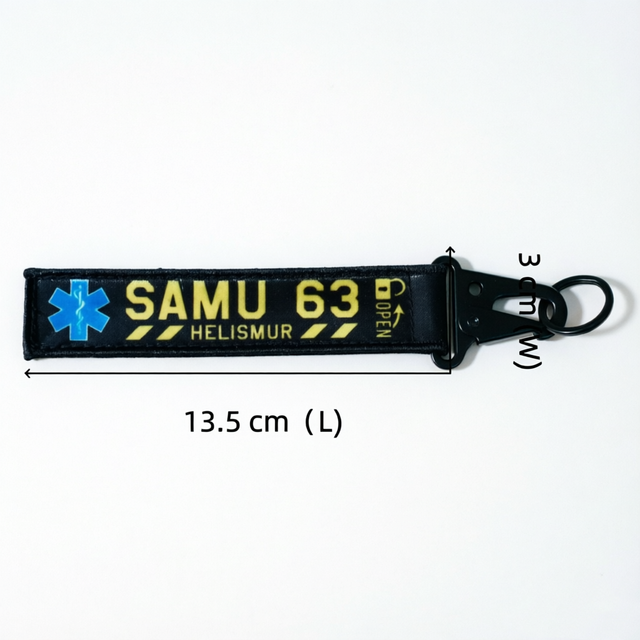 Custom Design Embroidered Keychain Tag, Tactical Rescue Themed Woven Key Strap With Quick Release Hook