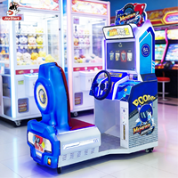 Machine de jeu d'arcade de simulation de course automobile et de moto pour enfants, à monnayeur, personnalisable en anglais, conviviale pour les enfants, console en métal