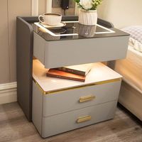Table de chevet intelligente de luxe européenne personnalisée en bois massif, multifonctionnelle, à hauteur réglable, avec lecteur d'empreintes digitales sans fil, sécurisée, directement de l'usine