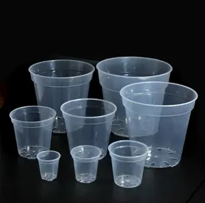 Vasos de berçário transparente para mudas com furos de drenagem, vasos de plástico transparente para plantas, caixa de plástico, adesivo para flores, plantador de plástico