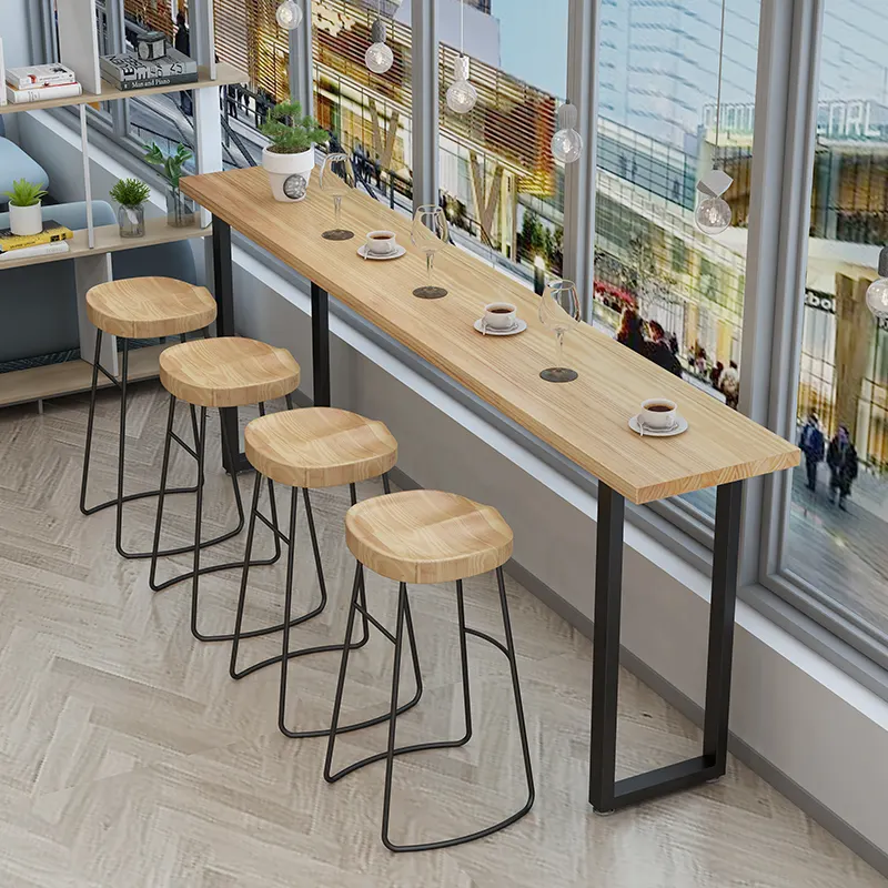2021 sıcak satış yüksek kaliteli iyi çizgili işık ahşap renk doğal ahşap ahşap bar masası