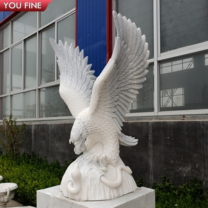 Gran jardín al aire libre animales clásico blanco tallado a mano piedra escultura mármol águila estatua - Product Image 2