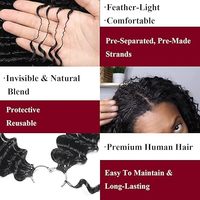 Extensions au crochet en cheveux humains péruviens Deep Wave de 18 pouces, pré-séparées, avec nœuds invisibles Miracle