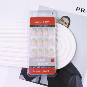 AIERFEI vente chaude <span class=keywords><strong>vert</strong></span> Ombre presse sur les ongles courts en forme d'amande ongles conseils couleur nue faux ongles - Product Image 5