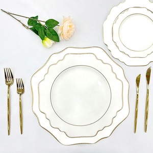 White Wedding Sunflower Ceramic <b>Dinnerware</b> Set Restaurant Party Porcelain Chargers Plate Irregular Dinner Plates - Product Image 1