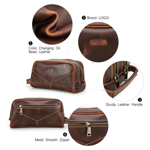 Neceser <span class=keywords><strong>de</strong></span> Viaje para <span class=keywords><strong>Hombre</strong></span> Contact's <span class=keywords><strong>de</strong></span> Cuero Genuino <span class=keywords><strong>de</strong></span> Plena Flor Estilo Vintage, Organizador con Doble Cremallera - Product Image 5
