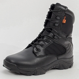 Soldes : Bottes tactiques de combat en cuir véritable imperméables avec lacets et fermeture éclair pour activités de plein air - Product Image 5