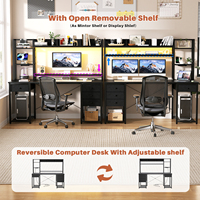 Mise à niveau du bureau de poste de travail de jeu moderne avec huche Bureau d'ordinateur réversible avec panneau perforé Assemblé Caractéristiques en bois