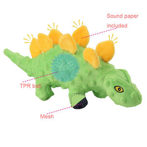 Jouet à mâcher pour animaux de compagnie en peluche Stegosaurus 2-en-1 avec balle TRP pour le nettoyage des dents molaires, anti-morsure, écologique, jouet d'entraînement couineur, jouet souple pour chien - Product Image 6