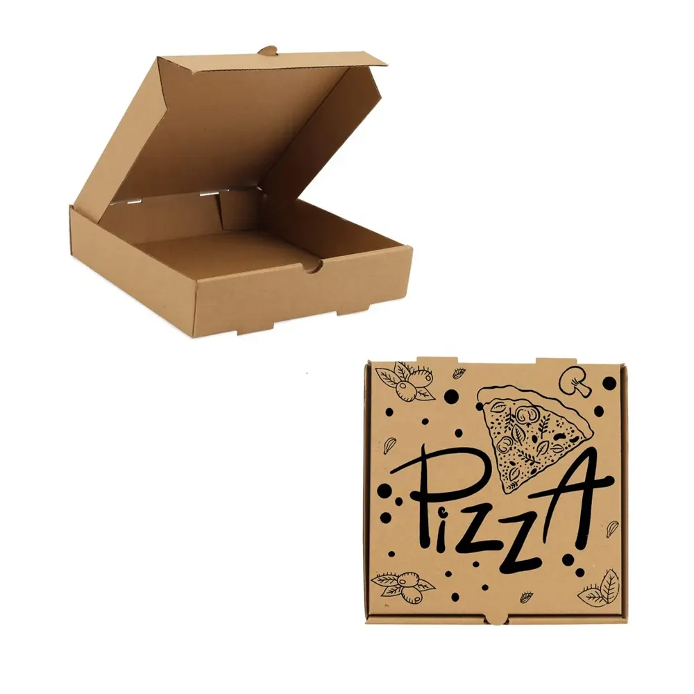 Boîte à pizza ondulée personnalisée 8 en 12 po imprimée kraft pour aliments à emporter prix bon marché emballage en papier recyclable