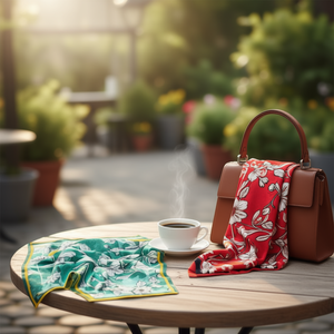 Foulard Quadrato 70x70Cm con Stampa Floreale Colori Vivaci Accessorio Moda Donna - Product Image 3