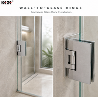 Charnière de porte de douche noire mate, angle réglable à 90 degrés, charnière à ressort mur-verre