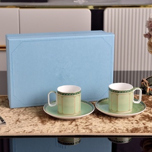 Simple European Style Floral Afternoon <b>Tea</b> <b>Set</b> with 200ml Green Bone China <b>Coffee</b> Cup and Saucers - Product Image 1
