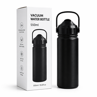 Bouteille isotherme en acier inoxydable de 550 ml avec couvercle et poignée, isolation thermique de 12 à 24 heures, écologique, portable pour toutes les occasions