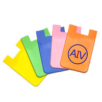 Dompet Kartu Telepon Grosir Custom Logo Kantong Ganda Perekat 3M Silikon Pelindung Kartu Kredit RFID Blocking Tanpa Penutup