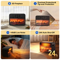 Chauffage électrique Teendow D3 1500W PTC avec effet de flamme, radiateur portable silencieux à 2 niveaux, commande tactile pour la maison