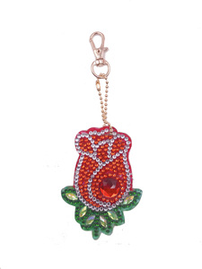 PL5Pcs/Set portachiavi forato con perline complete portachiavi in cristallo con motivo rosa portachiavi in acrilico portachiavi con pittura diamante fai da te - Product Image 1