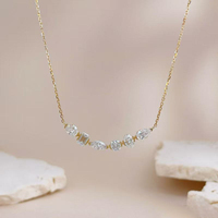 Set di Collane con Forme Irregolari Fantasiose in Oro Giallo 18K con Diamanti Creati in Laboratorio, Ciondoli di Moda, Gioielli di Design per Donne