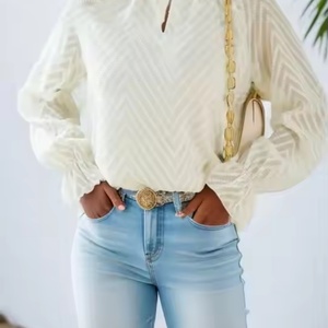 Blusa Corta de Manga Larga con Diseño Nuevo, Blusa de Seda Informal y Elegante para Verano, Tops para Mujer - Product Image 2