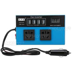 Convertisseur d'alimentation pour voiture DC 12V/24V vers AC 220V avec 2 prises AC, 4 ports USB à charge rapide, petit, portable, affichage numérique - Product Image 1