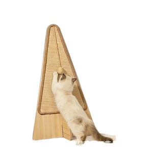 Wooden Corner Standing Cat <b>Scratching</b> <b>Post</b> 66x36x1.2cm Durable Solid Wood Cat Tree Natural Color - Product Image 5