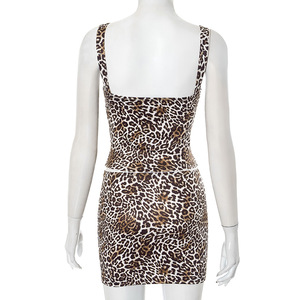 Nouveau gilet sans manches à imprimé léopard pour femmes Mini <span class=keywords><strong>jupe</strong></span> ensemble deux pièces - Product Image 6