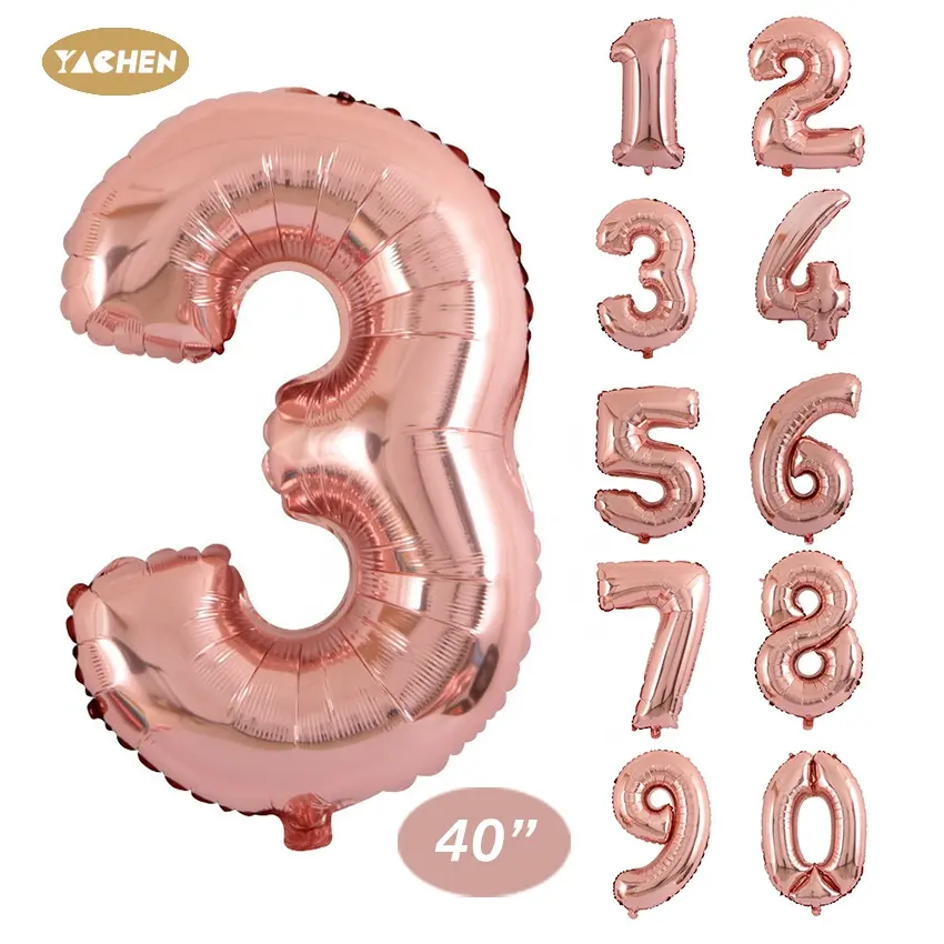 Yachen huge rose gold Foil balloon number 40 inch for party birthday wedding