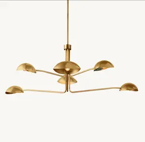 Industrial Ceiling Lamp For Living Room Decoration Modern Metallic Lighting Indoor Farmhouse Pendant Light Brass Chandelier