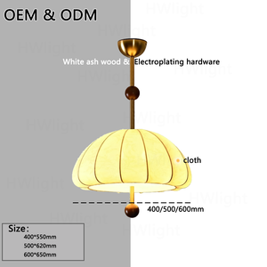 Lampe suspendue de style campagnard français 8090, abat-jour en textile beige avec baleines en bois, élégante lampe de plafond pour salle à manger, café, bistrot - Product Image 2