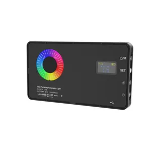 LED-M1SEビデオライト超薄型LCDRGBバイカラー & 調光可能DSLRスタジオLEDライトランプパネルカメラDVカムコーダー用