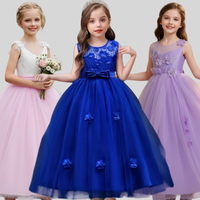 Robe de soirée formelle sans manches avec nœud décoratif pour enfants, idéale pour les anniversaires, les mariages et les concours de beauté des filles.