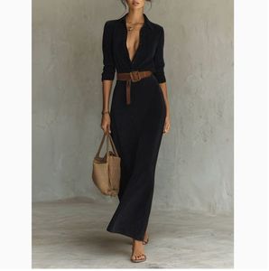 Vestido Largo <span class=keywords><strong>de</strong></span> Gamuza con Cintura Ajustada para Otoño e Invierno, Estilo Europeo <span class=keywords><strong>y</strong></span> Americano, con Cinturón, Elegante <span class=keywords><strong>y</strong></span> Moderno - Product Image 6