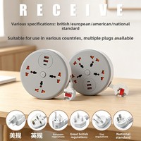 Multiprise universelle ronde 10A avec 4 prises CA, 2 ports USB, ignifuge, sécurité enfant, rallonge multiprise