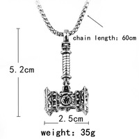Collier pendentif Marteau de Thor en acier titane style punk KABA Jewelry