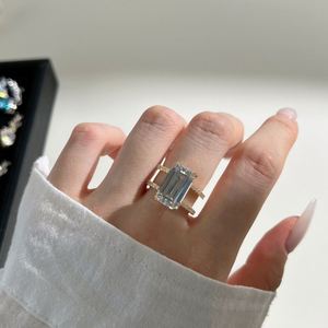 Dylam <b>Dainty</b> 925 Sterling Silver Rhodium 18K Gold Plated Double Layer Eternity Band Rectangle 5A Cubic Zirconia Jewelry <b>Rings</b> - Product Image 3